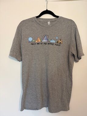Meet Me At My Happy Place Gray Graphic Tee - Unbranded